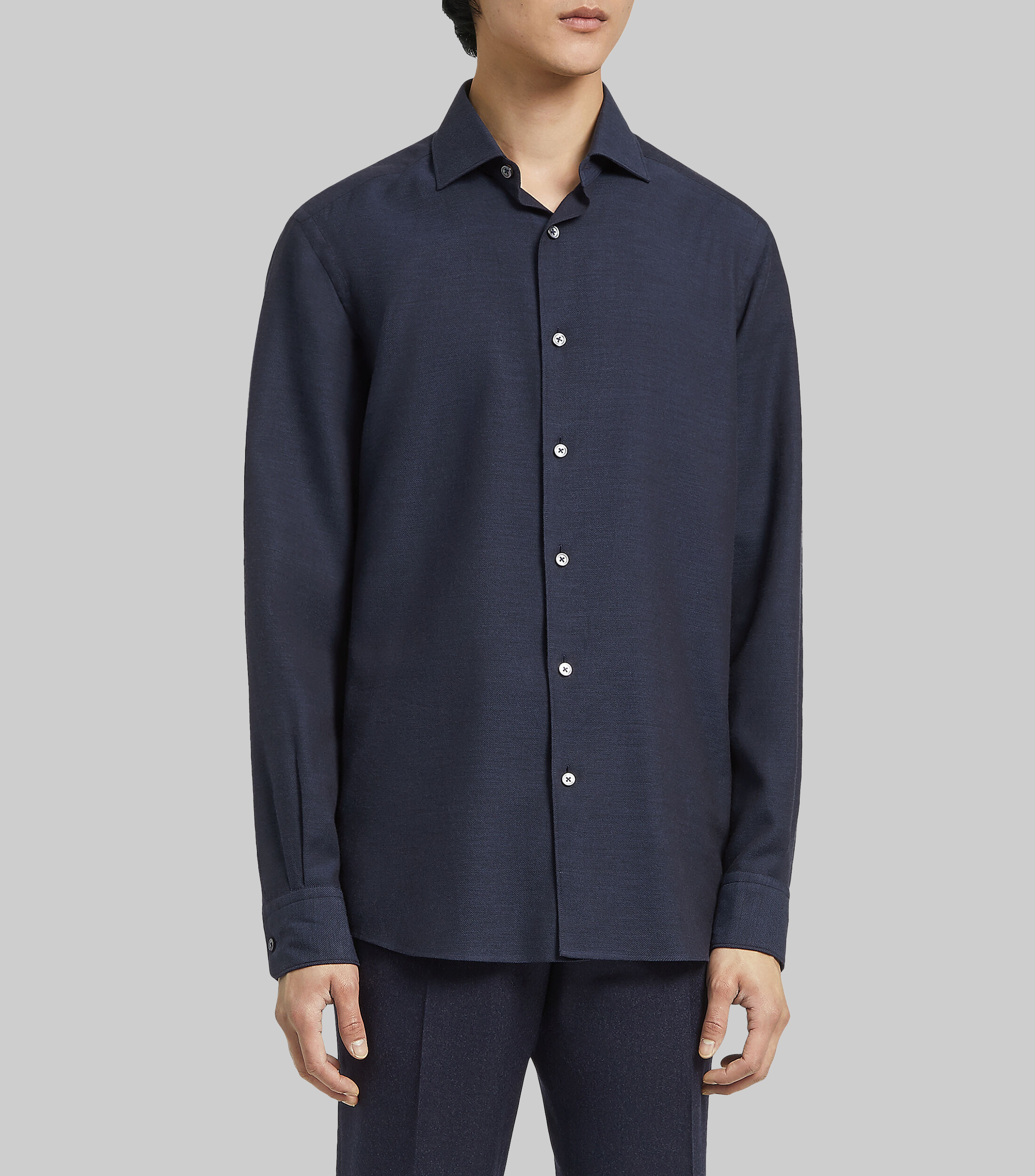 Camisa sólida manga larga Hombre